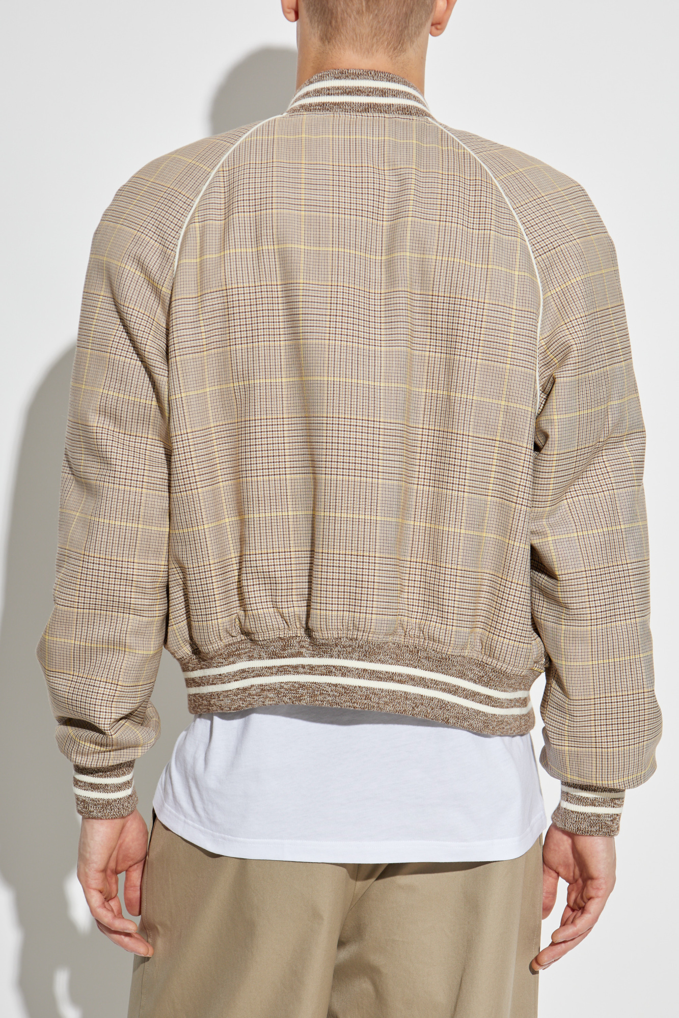 Alexander McQueen チェック柄ジャケット Beige Bomber jacket with a check pattern Alexander McQueen